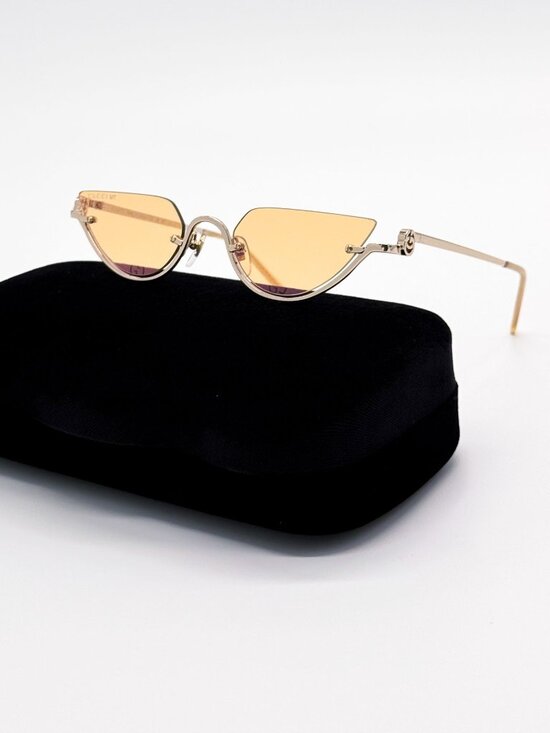 New Gucci Yellow Gold Cat Eye Women Sunglasses GG1603S 004 main image 5